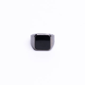 ONYX STONE RING - RHODIUM BLACK