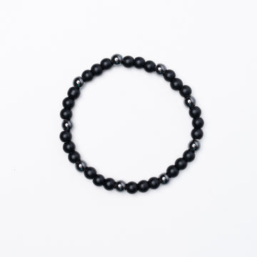 NOIR BEADED BRACELET - 6MM - ELASTIC