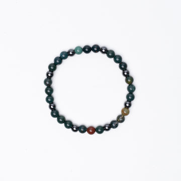 BLOODSTONE BEADED BRACELET - 6MM - ELASTIC