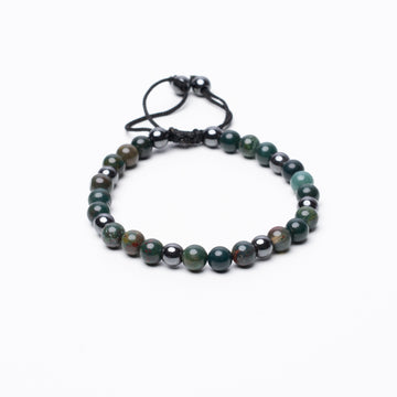 BLOODSTONE BEADED BRACELET - 6MM - BRAIDED