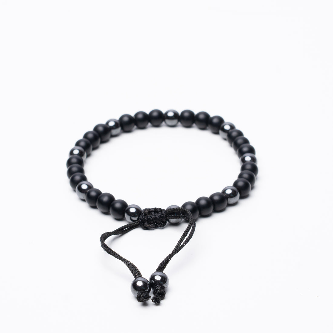NOIR BEADED BRACELET - 6MM - BRAIDED