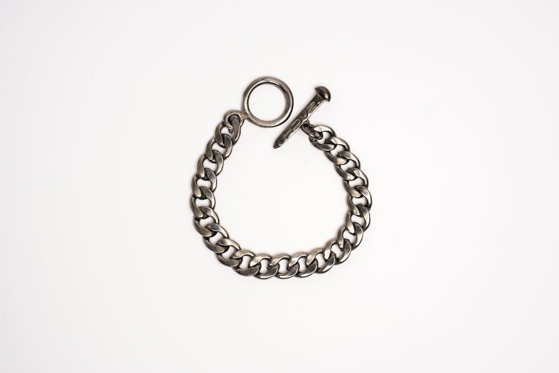 CUBAN CHAIN BRACELET - 10mm - CHROME NOIR