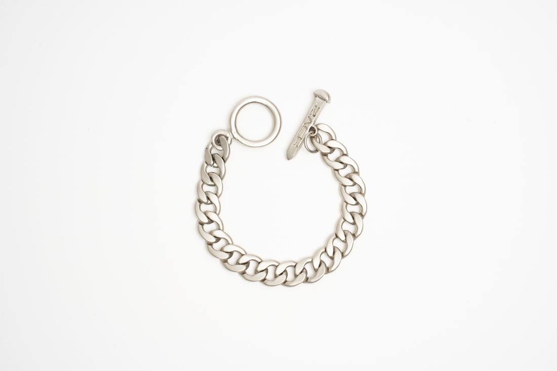 CUBAN CHAIN BRACELET - 10mm - SATIN SILVER