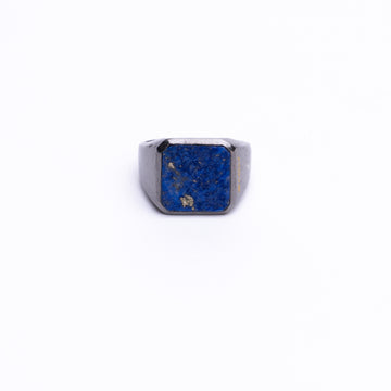 LAPIS STONE RING - RHODIUM BLACK