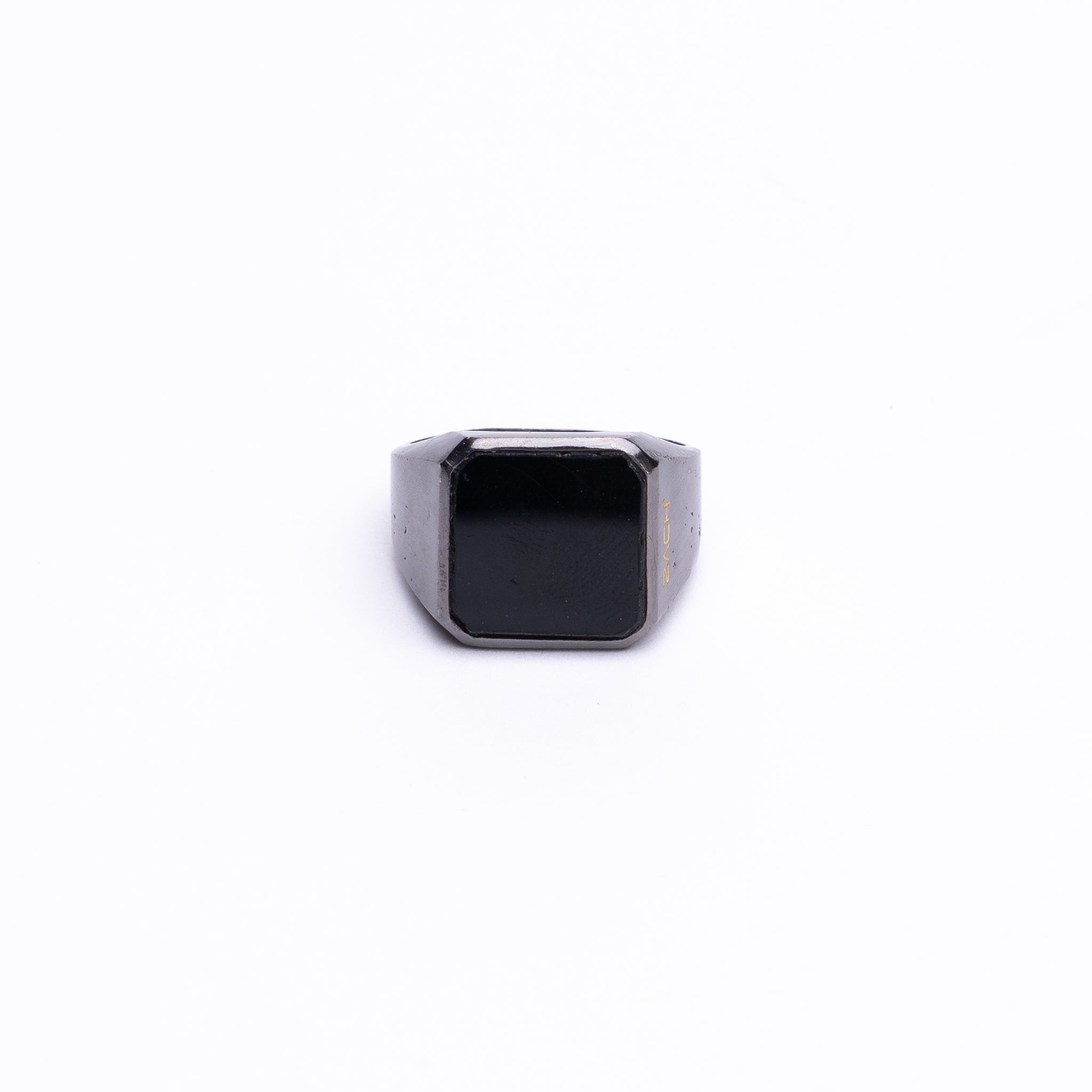 ONYX STONE RING - RHODIUM BLACK