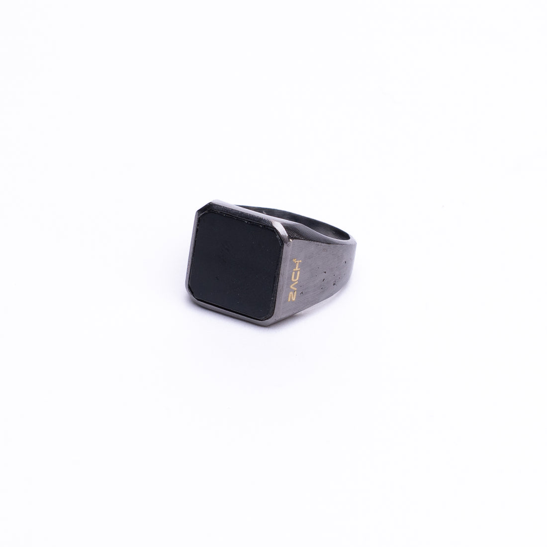 ONYX STONE RING - RHODIUM BLACK