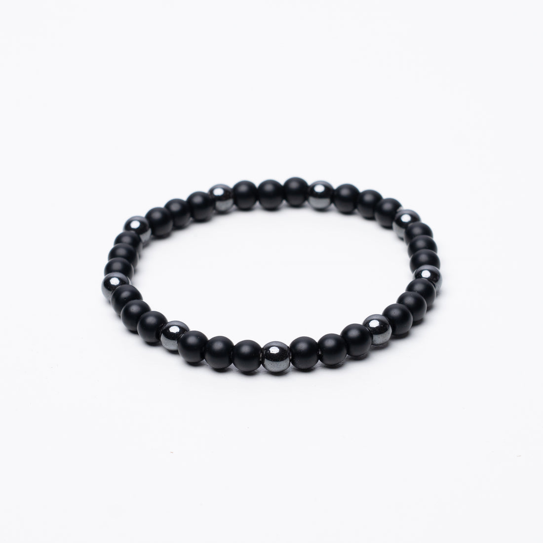 NOIR BEADED BRACELET - 6MM - ELASTIC