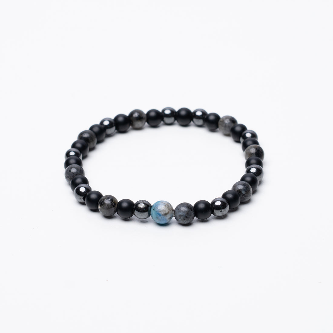 GREY NOIR BEADED BRACELET - 6MM - ELASTIC