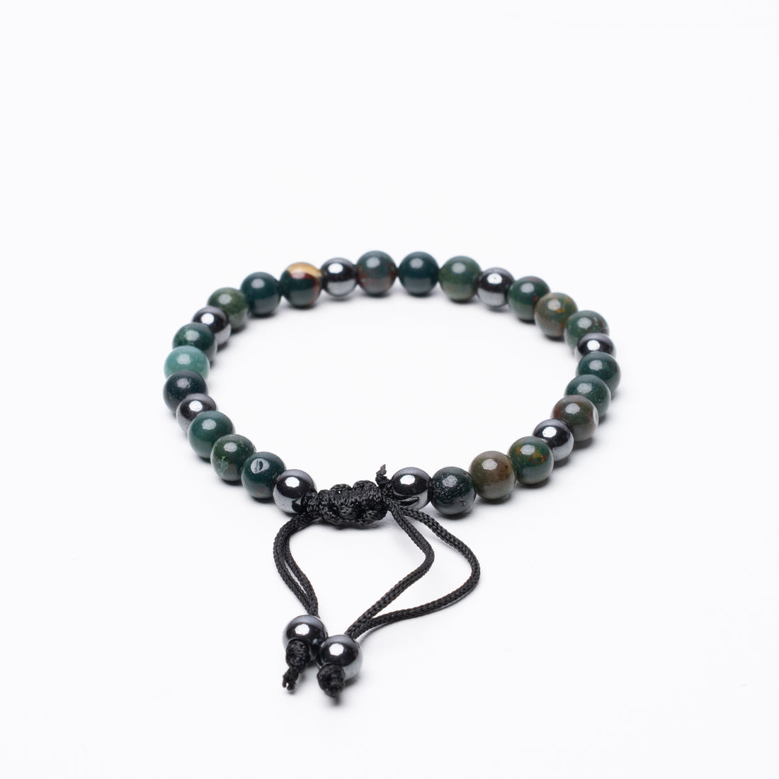 BLOODSTONE BEADED BRACELET - 6MM - BRAIDED