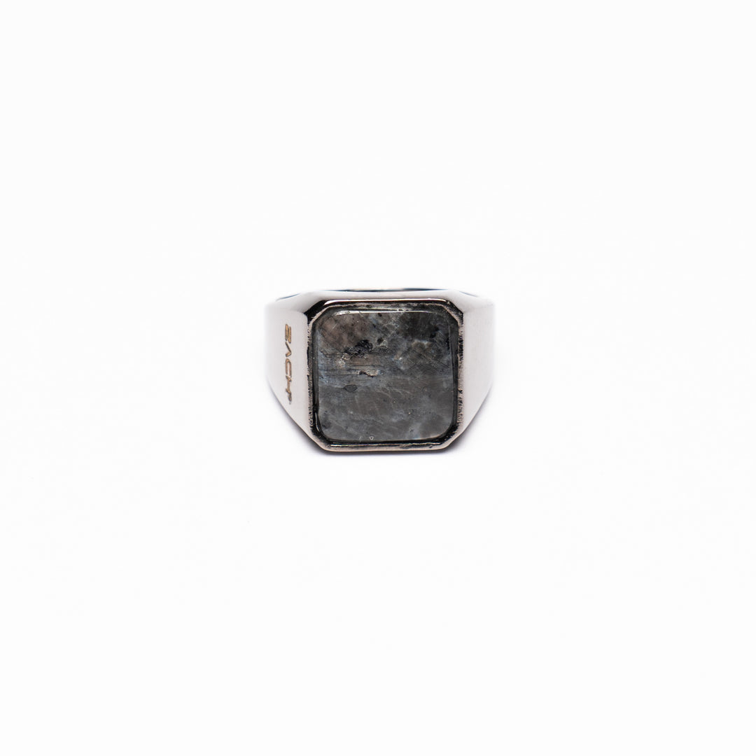 Larv Stone Ring - Chrome Noir