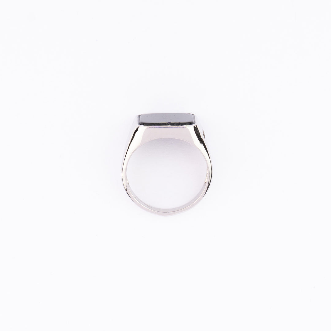 Onyx Stone Ring-Steele Silver